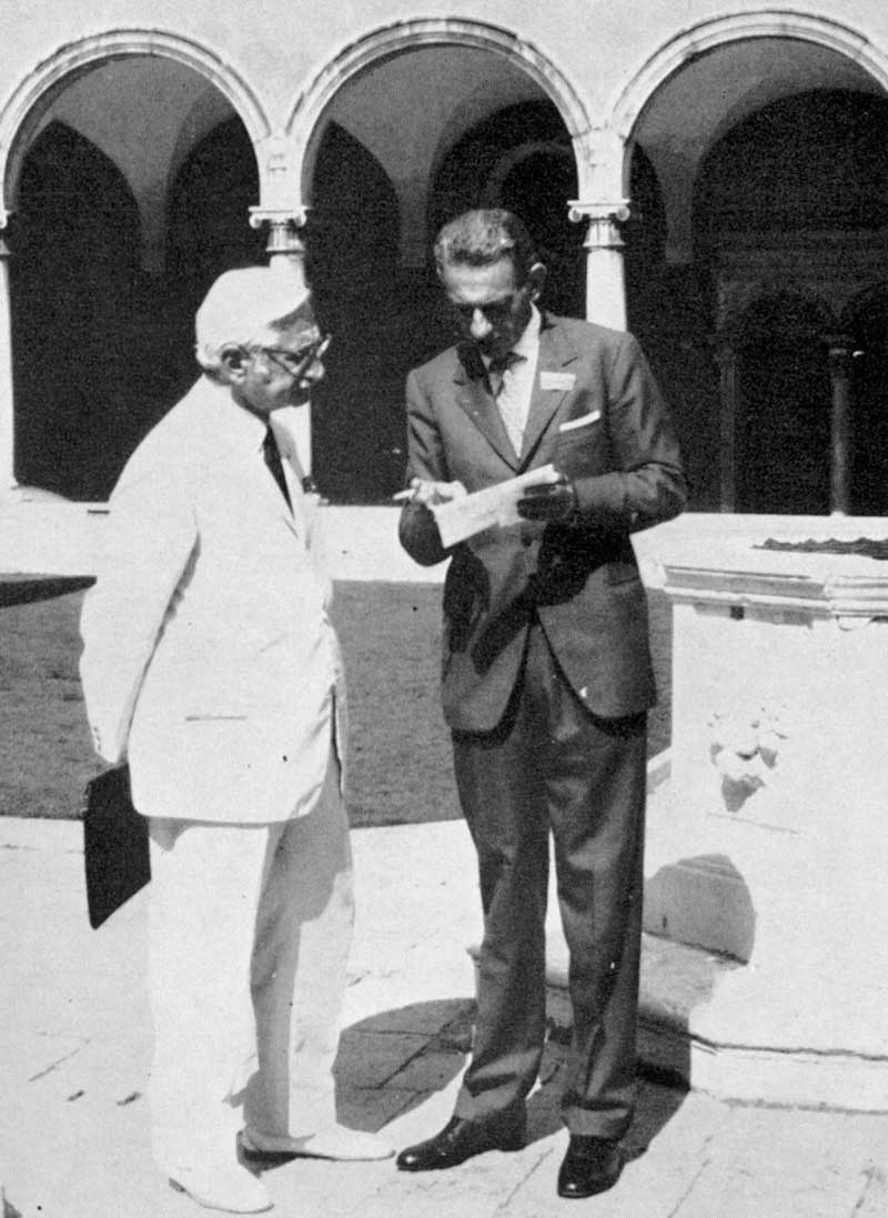Fabrizio con Albert B. Sabin a San Giorgio in occasione di un simposio scientifico internazionale per lo studio della leucemia